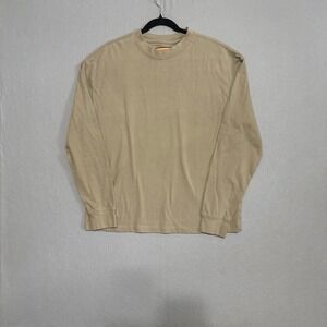 GSTR‎ Mens Oversized Boxy Fit Long Sleeve T-Shirt Tan Khaki Large